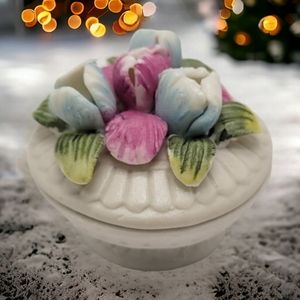 Victorian Trading Company Lidded Floral Porcelain Box